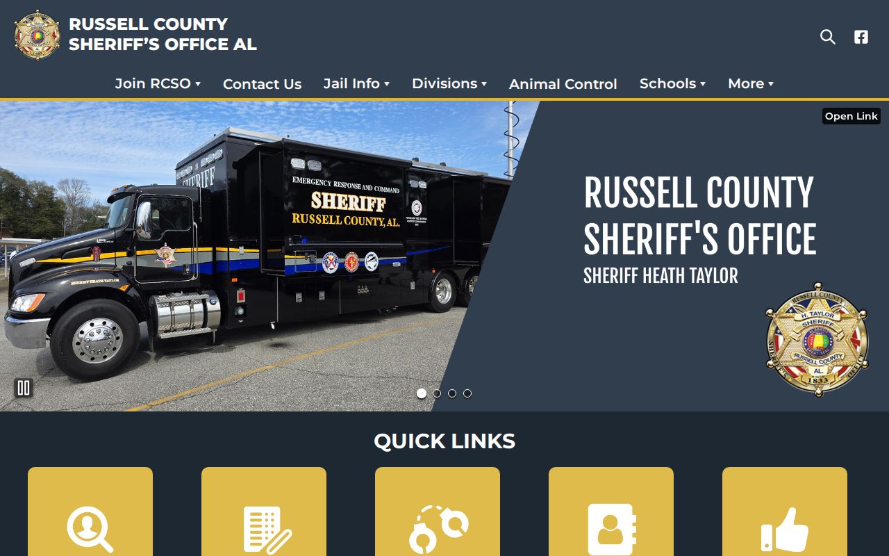 Russell County Sheriff's Office official booking records navigation